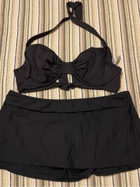 Kenneth Cole New York Women’s 38D Black Bikini Top & 2Bamboo Women’s XL Bottoms